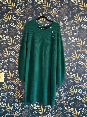 loft green sweater dress LOFT Women's Gray/Green Flare Sweater Dress Size M